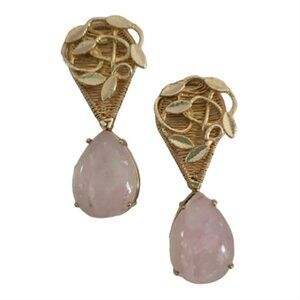 Vintage Handmade Rose Quartz Statement Earrings